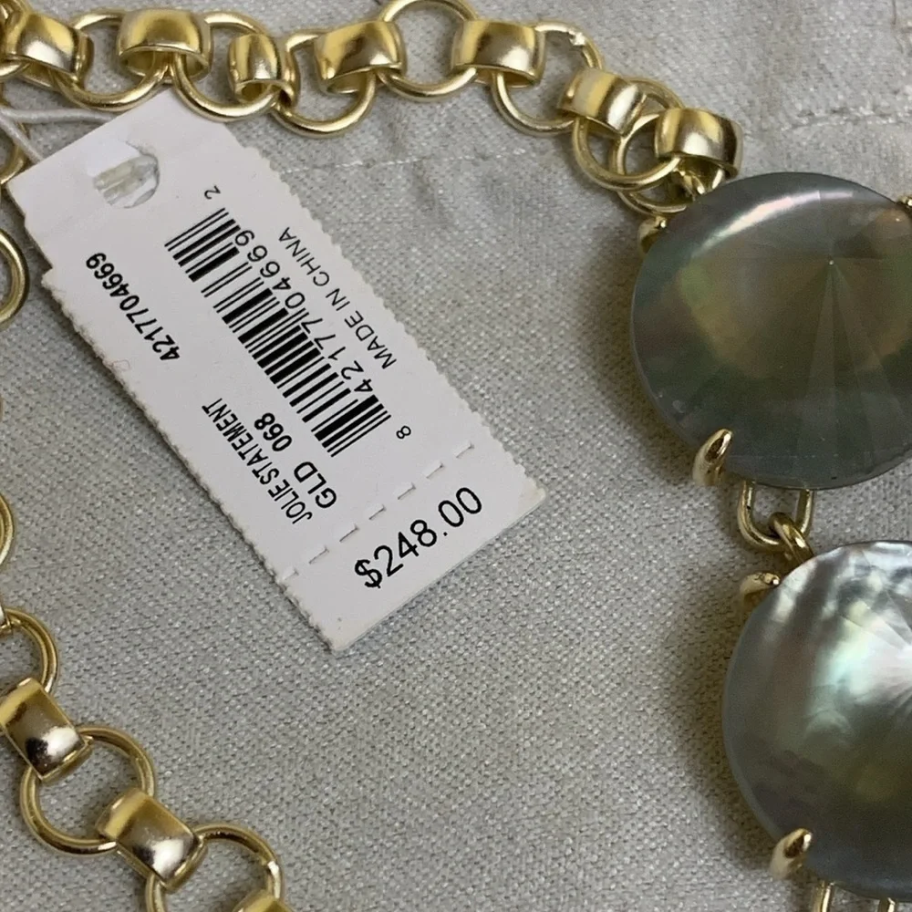 Kendra Scott NWT Jolie Gray Illusion 14K Gold-Plated Statement Necklace +Pouch